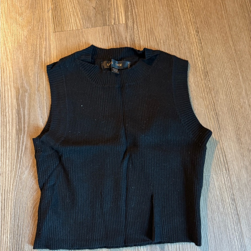 Love Tree Black Ribbed Sweater Tank Top